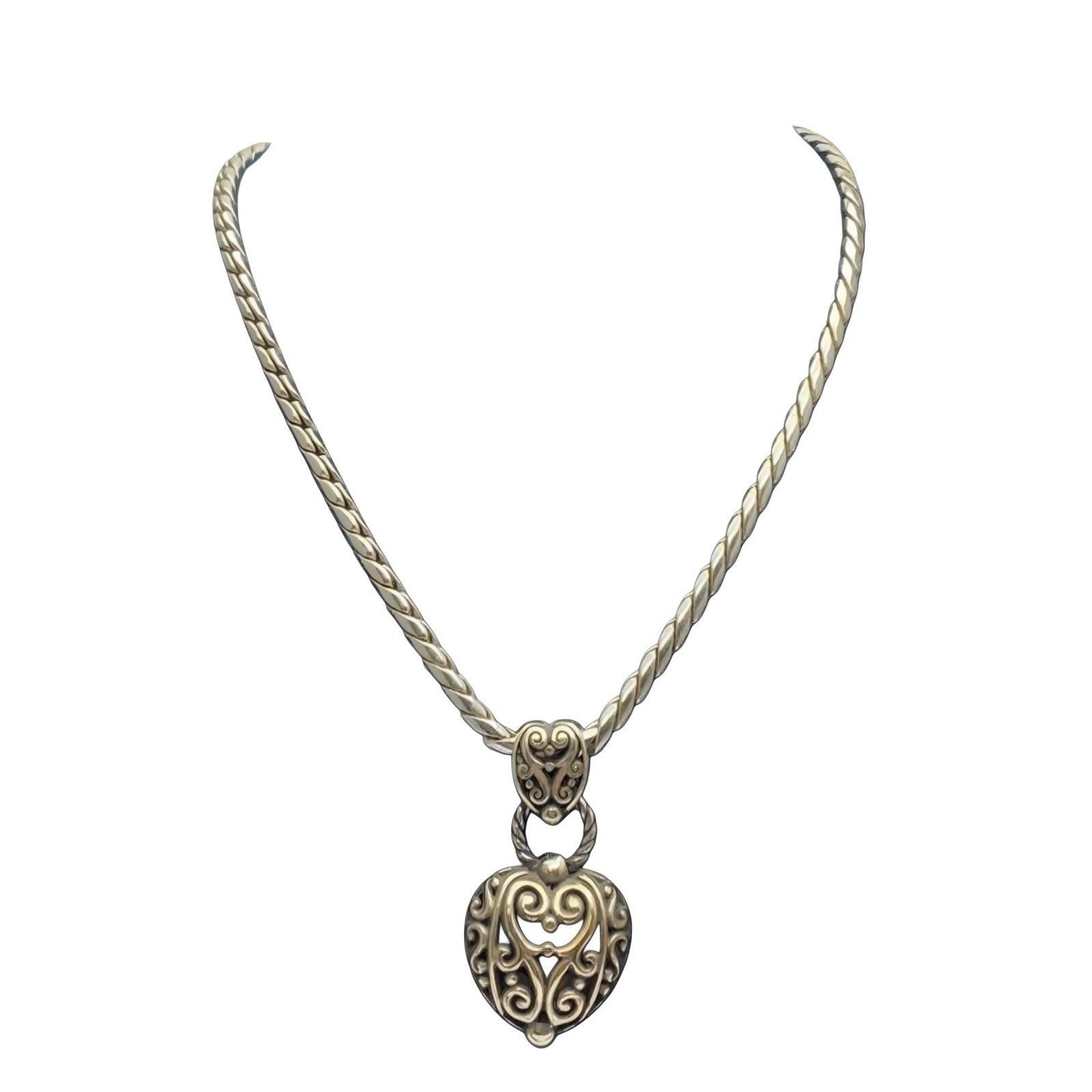 Brighton Silver Tone Heart Pendant Necklace 1pc 632g Statement Love Classic 41$